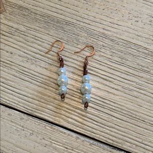 HANDMADE copper and faux pearl earrings